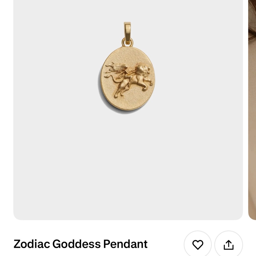 New awe inspired Gold Zodiac Goddess Pendant Leo
